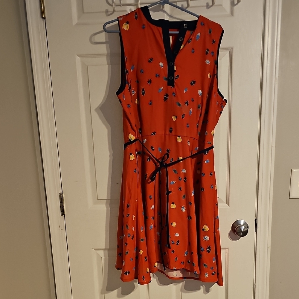 Modcloth Vibrant Orange Floral Midi Dress